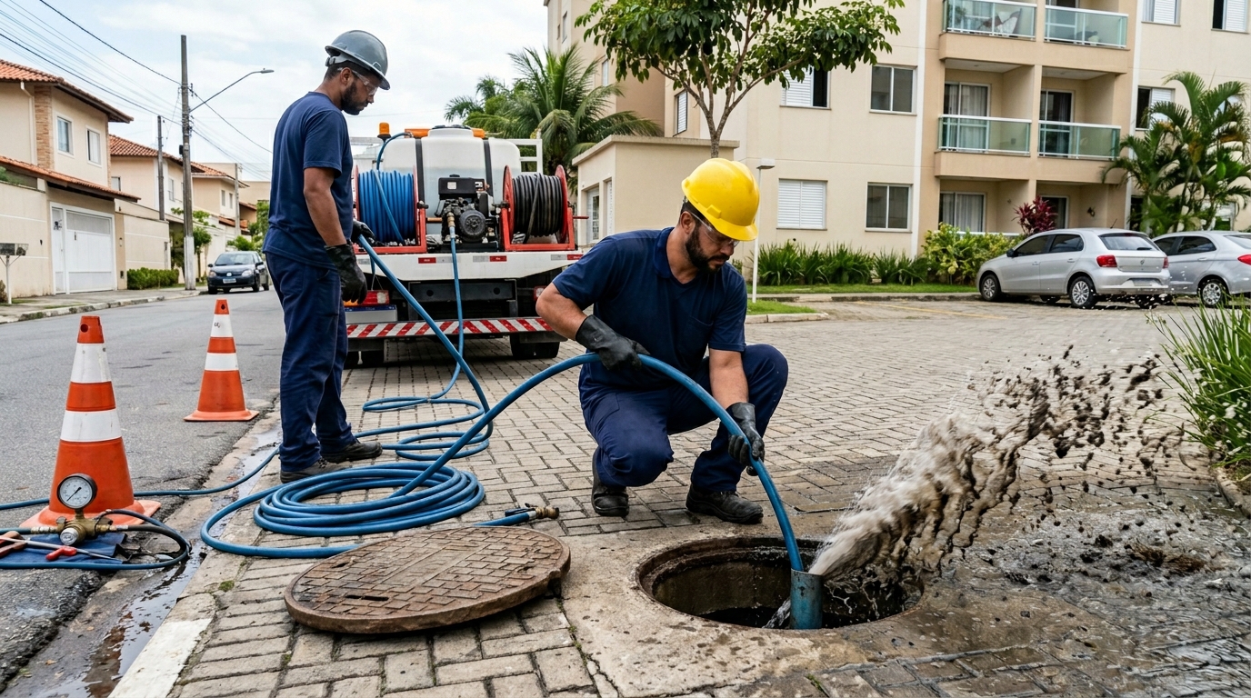 Desobstrução com Alta Pressão no Flexal, Serra‑ES